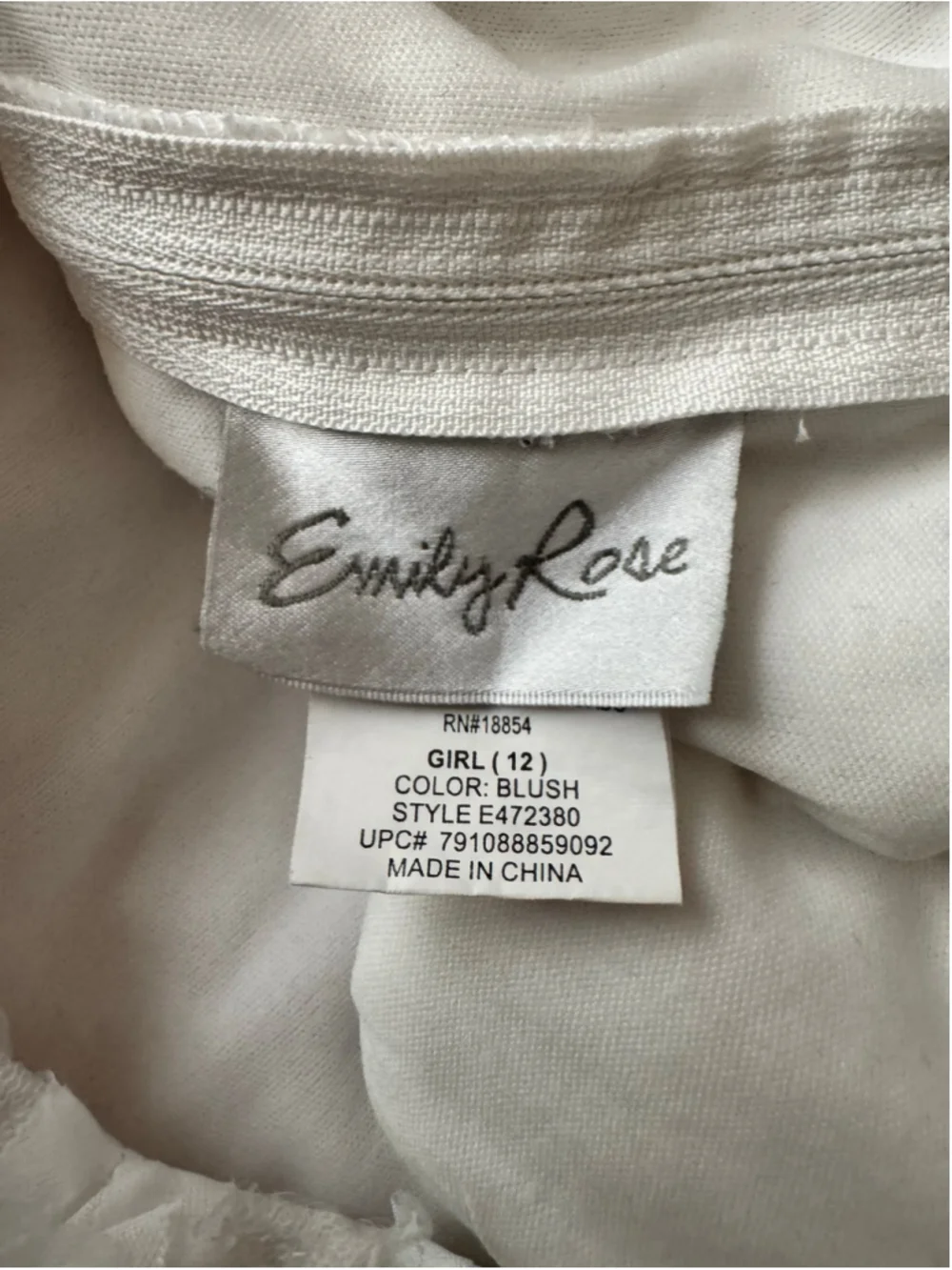 Girls Emily Rose Formal Dress Size 12 Pink and White